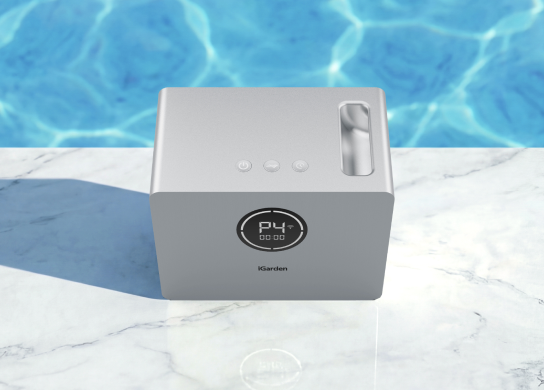 iGarden Swim Jet X Series control unit displaying power, flow, and timer settings