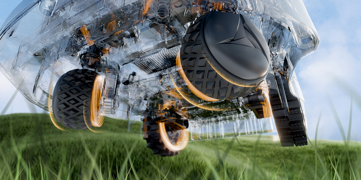 Close-up of the All-Wheel Drive system powering the iGarden L AWD Series over rough terrain