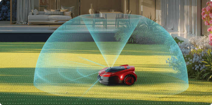 Serie iGarden L AWD que utiliza navegación LiDAR inteligente y visión AI para un mapeo preciso del césped