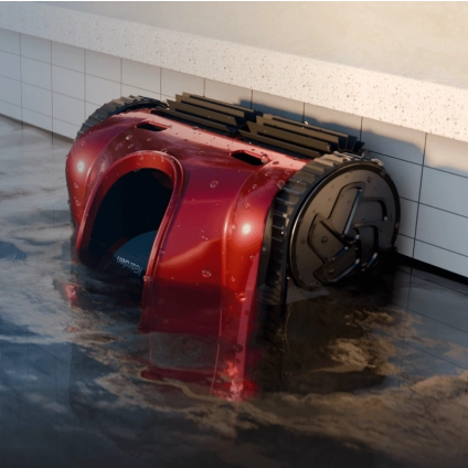 iGarden Pool Cleaner K Pro frega la línea de agua desde la superficie de la piscina hasta el borde