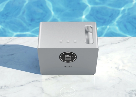 Leistung, Durchfluss, Timer Die Steuereinheit der iGarden Swim Jet X-Serie zeigt Leistung, Durchfluss und Timereinstellungen an
