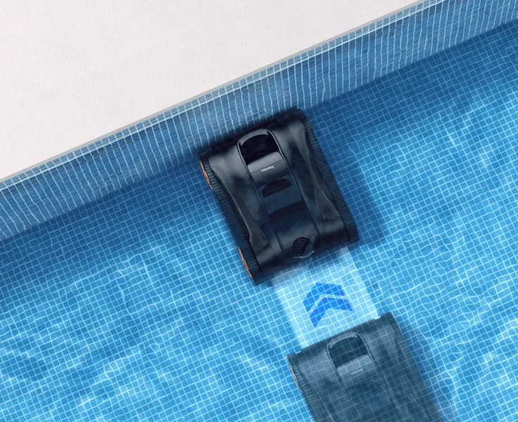 iGarden Pool Cleaner K Series smartly auto-docking at the pool edge when finished