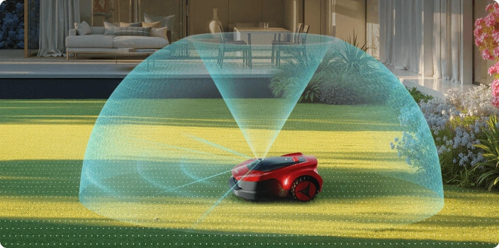 iGarden L AWD Series using Smart LiDAR navigation and AI vision for precise lawn mapping