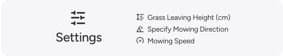 iGarden L AWD Series robotic lawn mower can use APP to control custom cutting for grass leaving height, Specify Mowing Direction and mowing speed