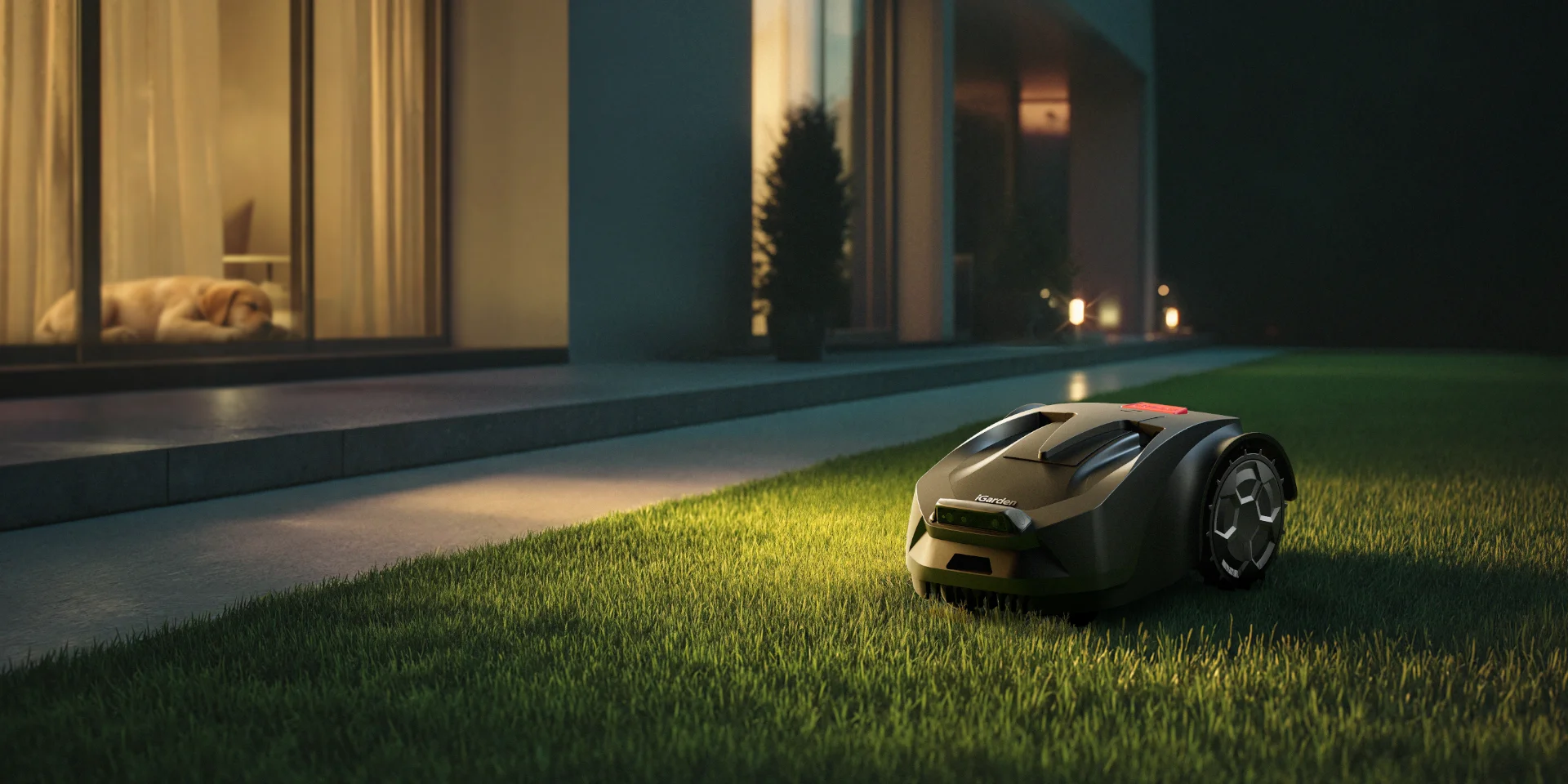 Der Rasenmäherroboter der iGarden R-Serie arbeitet nachts besonders leise