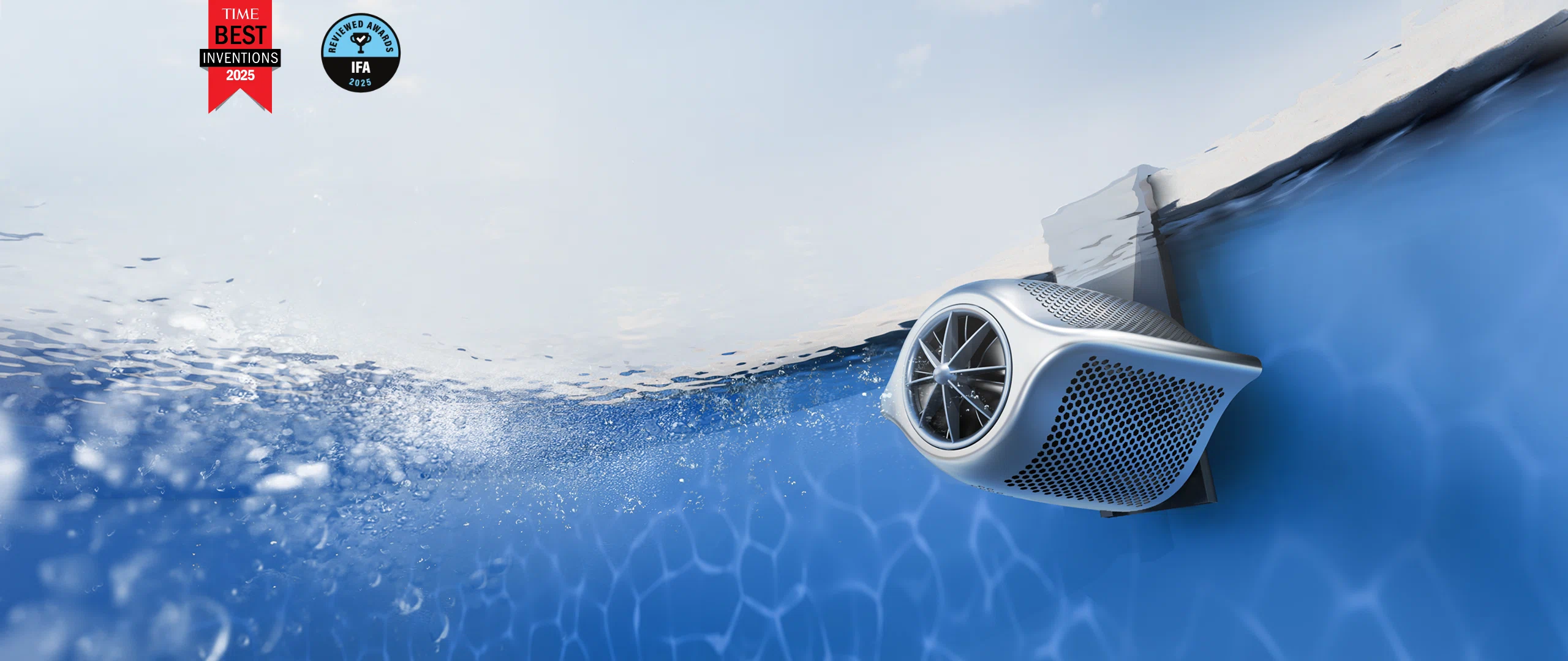 Máquina a contracorriente de pared iGarden Swim Jet P Series que funciona en una piscina doméstica