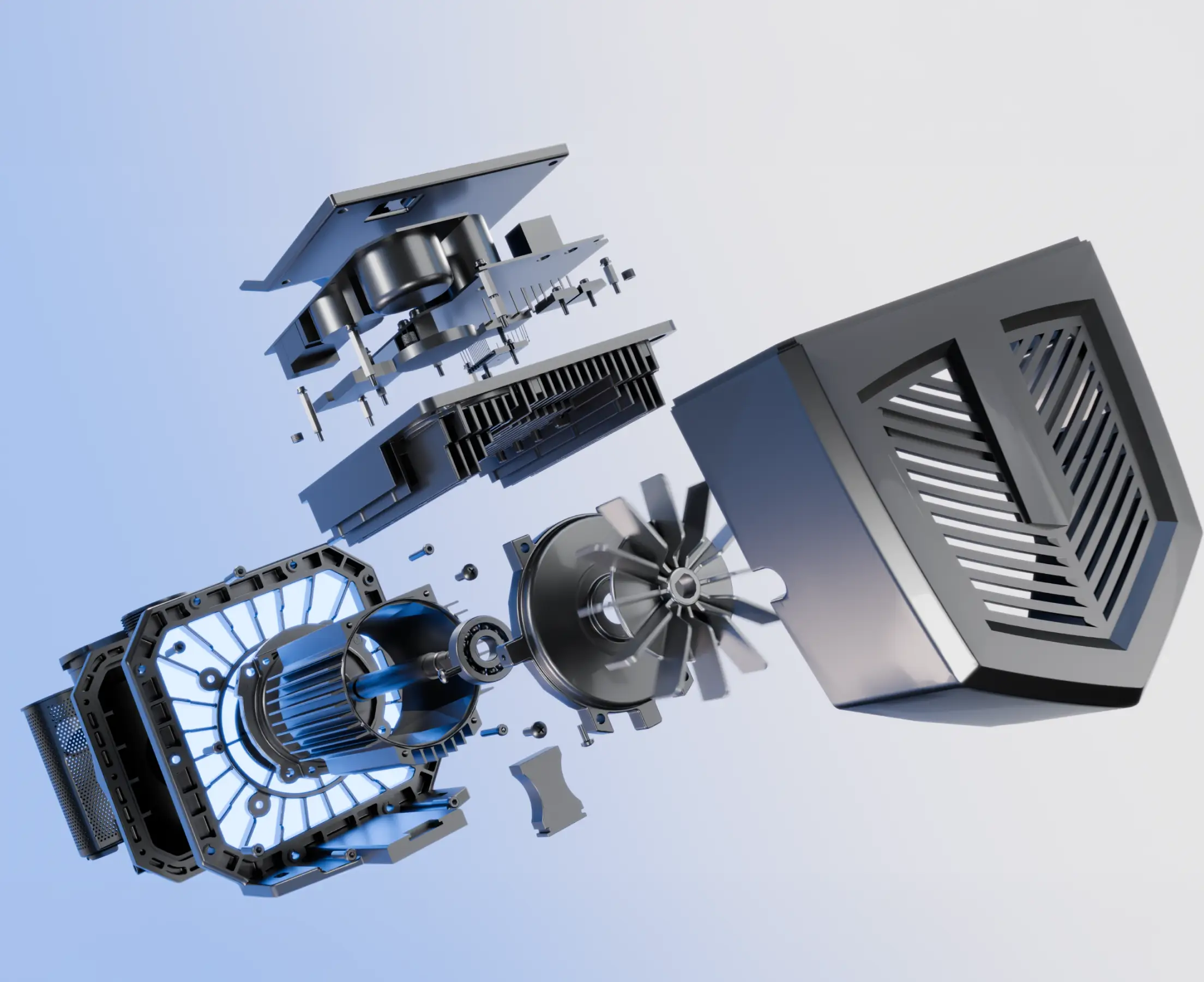 Exploded view of the iGarden P Series pool pump's precision components — built for a lifespan of over 10 years, with 5 years of protection